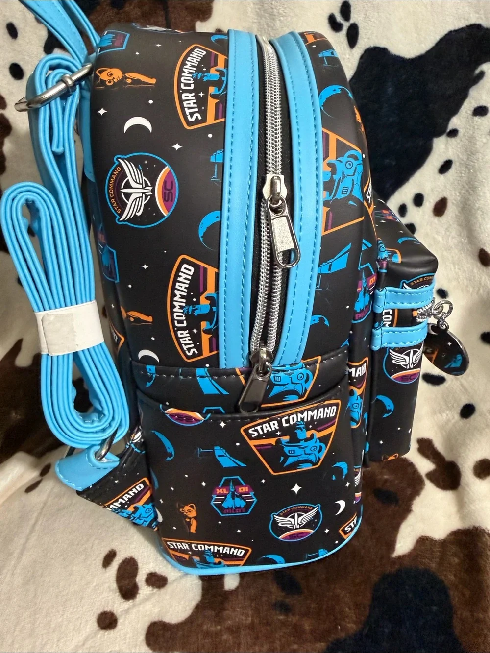 Loungefly Black & Bright Blue Pixar Star Command Kids Mini Backpack
